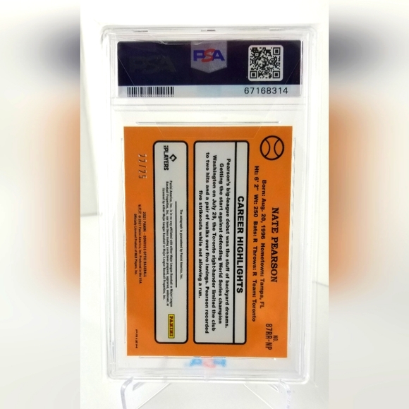 2022 Donruss Optic Nate Pearson RC AUTO RT 87 BLK Cracked Ice/25 #87RRNP -PSA 10 - Picture 2 of 3